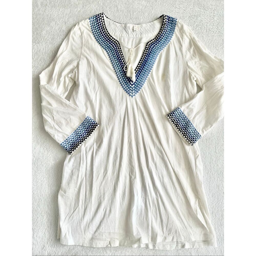 Soft Joie Embroider Top XS Women's Casual Long Sleeve White Blouse